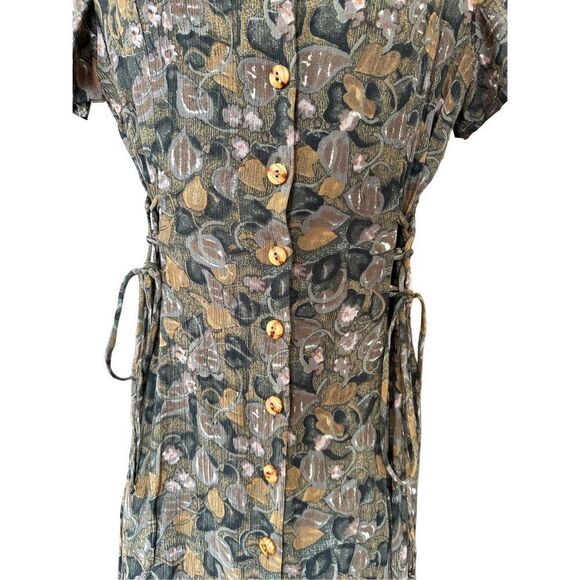 Vintage 80’s Betsy’s Things Floral Cottage Core Coastal Grandma Button Up Midi D - Picture 4 of 8